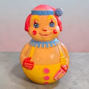 Vintage 1972 First Years Clown Roly Poly Chime Toy Kiddie Products 70s Nursery